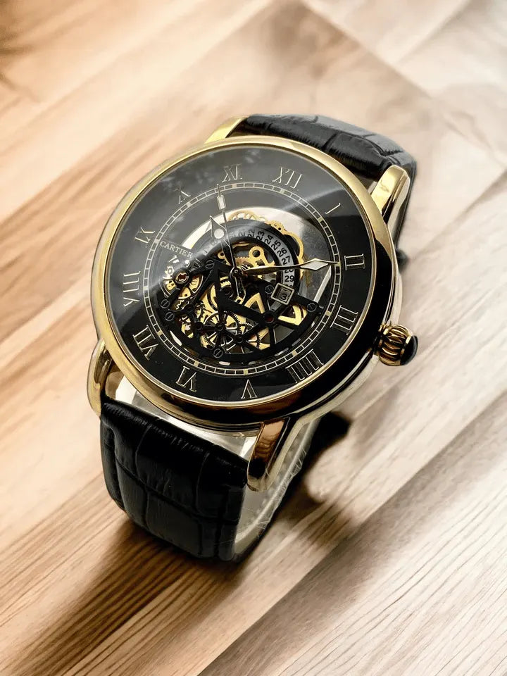 Cartier skelton style mens watch-a