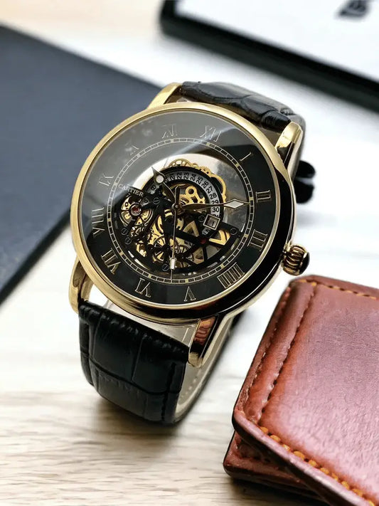 Cartier skelton style mens watch-x