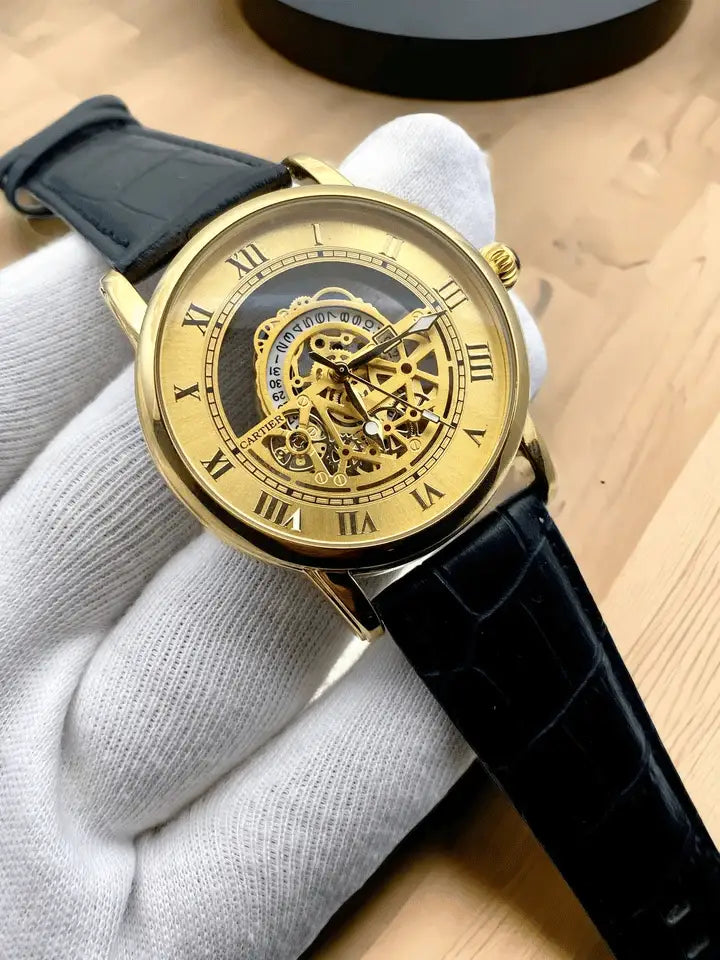 Cartier skelton style mens watch-s