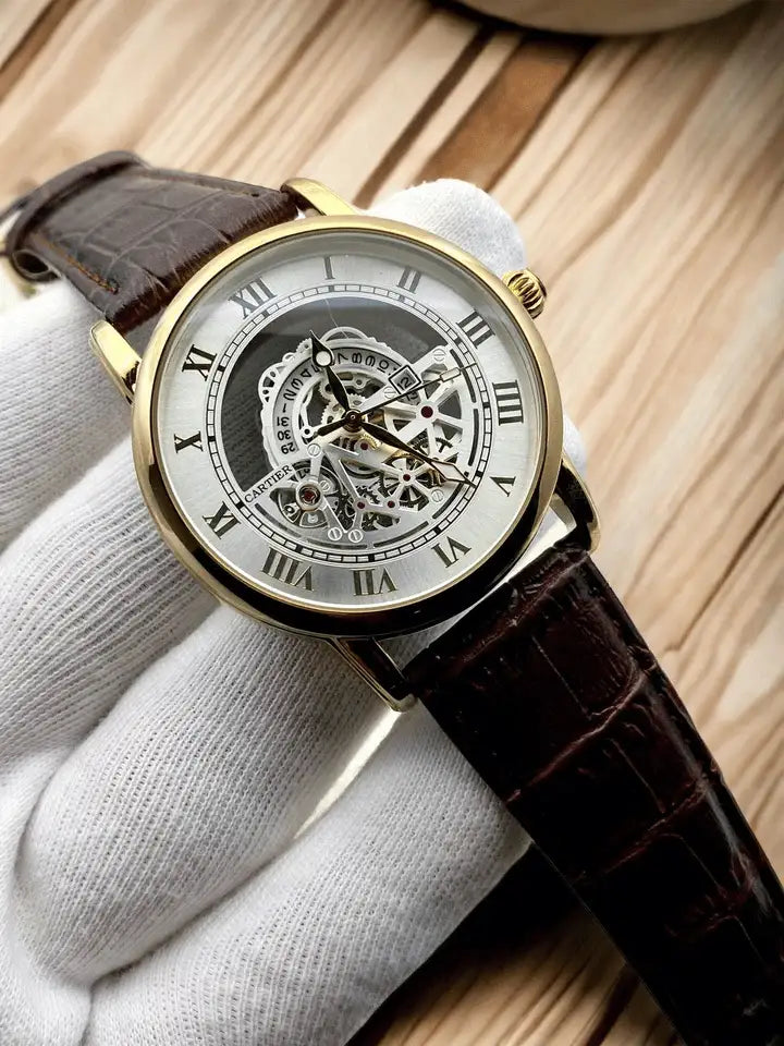 Cartier skelton style mens watch-v