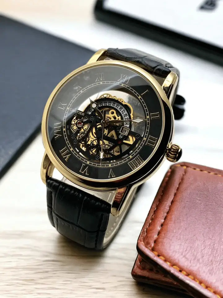 Cartier skelton style mens watch-x